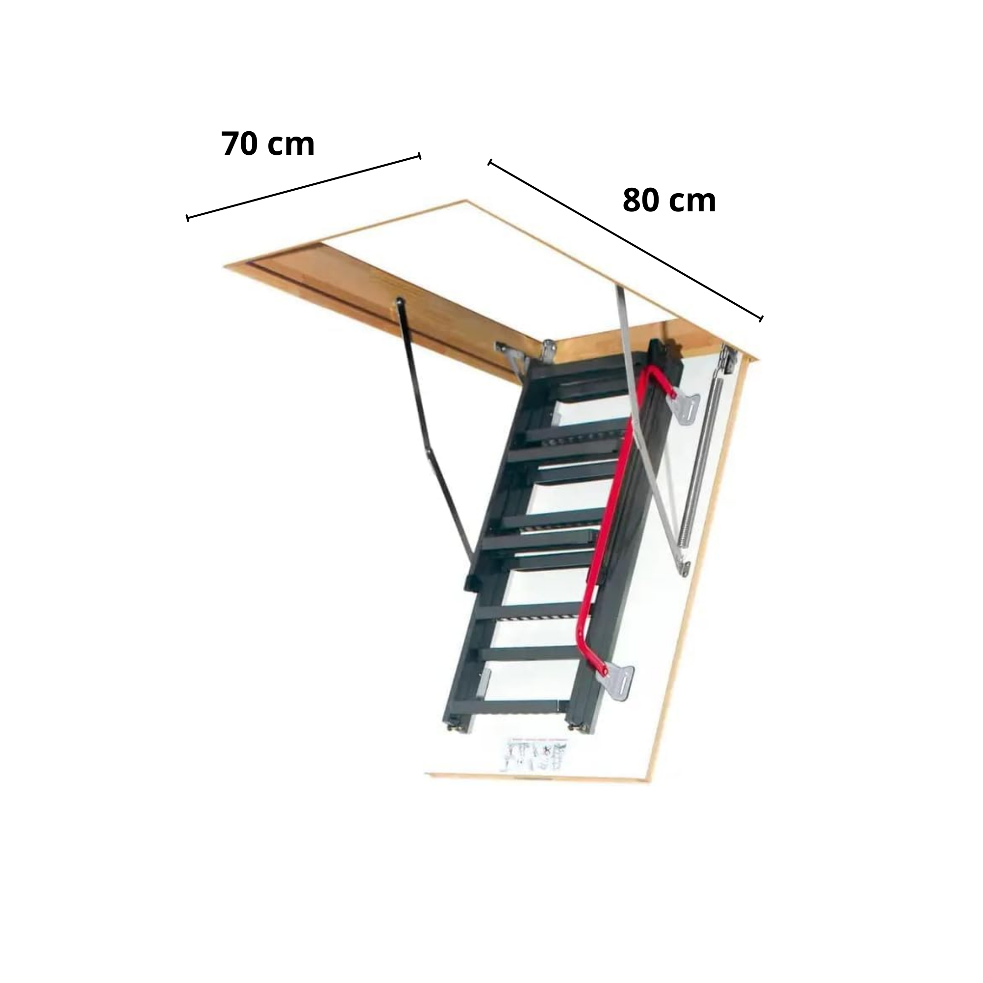 Escaleras Plegables de tipo Tijera para hueco de 70x80cm con una altura de 280cm