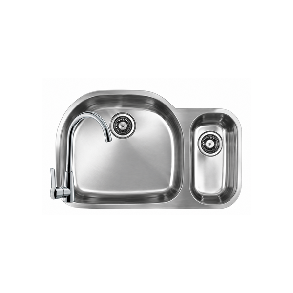 Kit de Fregadero Doble de Acero Inoxidable, Tarja de submontar, escurridor, kit de desague y monomando (83cmx53cm)