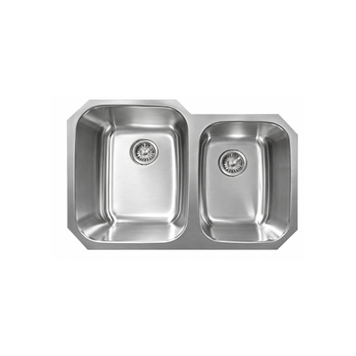Fregadero de Cocina Doble Tina en Acero Inoxidable con Grifo Cromado y Escurridor de Platos