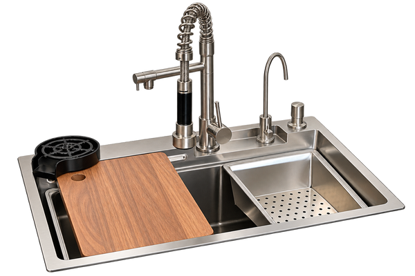 Kit Integral de Tarja de Cocina en Acero Inoxidable 75cmx46cmx23cm
