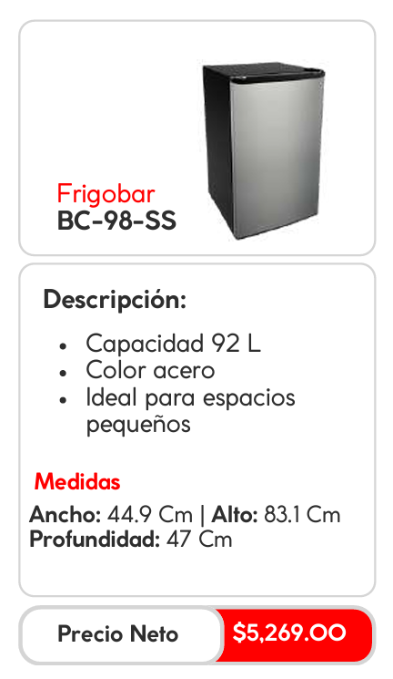 Frigobar BC-98-SS Acero - 92 Litros - 44.9 cm x 83.1 cm x 47 cm 3