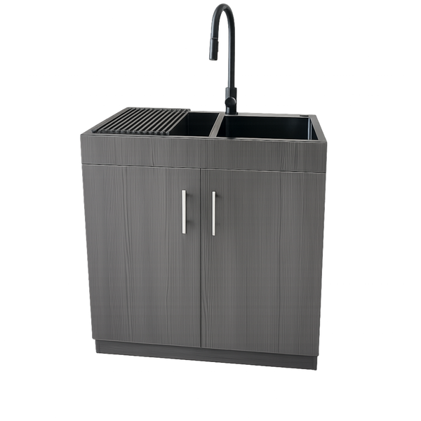 Mueble de Cocina de Melamina Ebano Indie 84x48x90 cm con Tarja Empotrable
