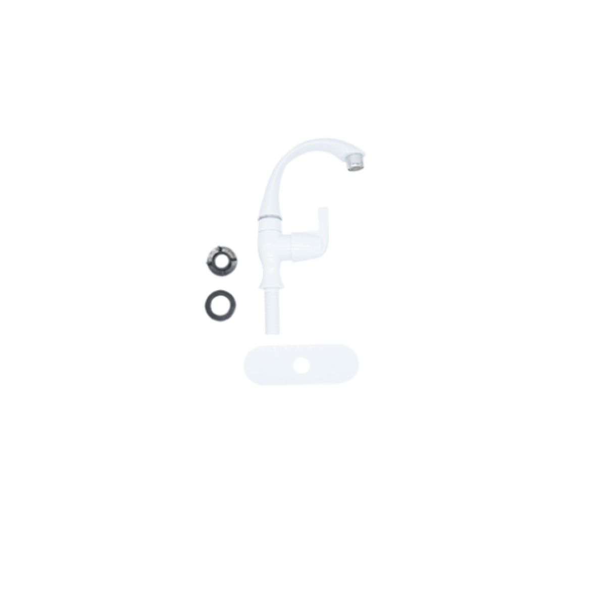 Llave monomando MEER en ABS blanco para lavabo, 22cm de altura, 16cm de profundidad