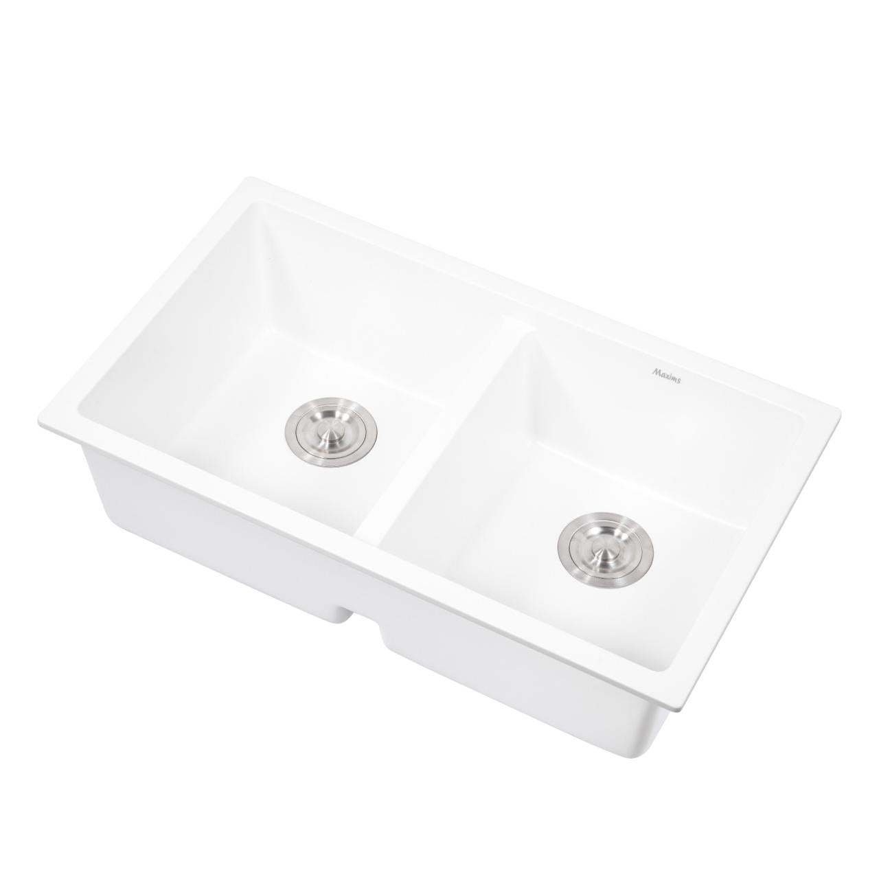 Tarja Elegante de Doble Tina en Cuarzo Blanco, 81cmx45cmx25cm