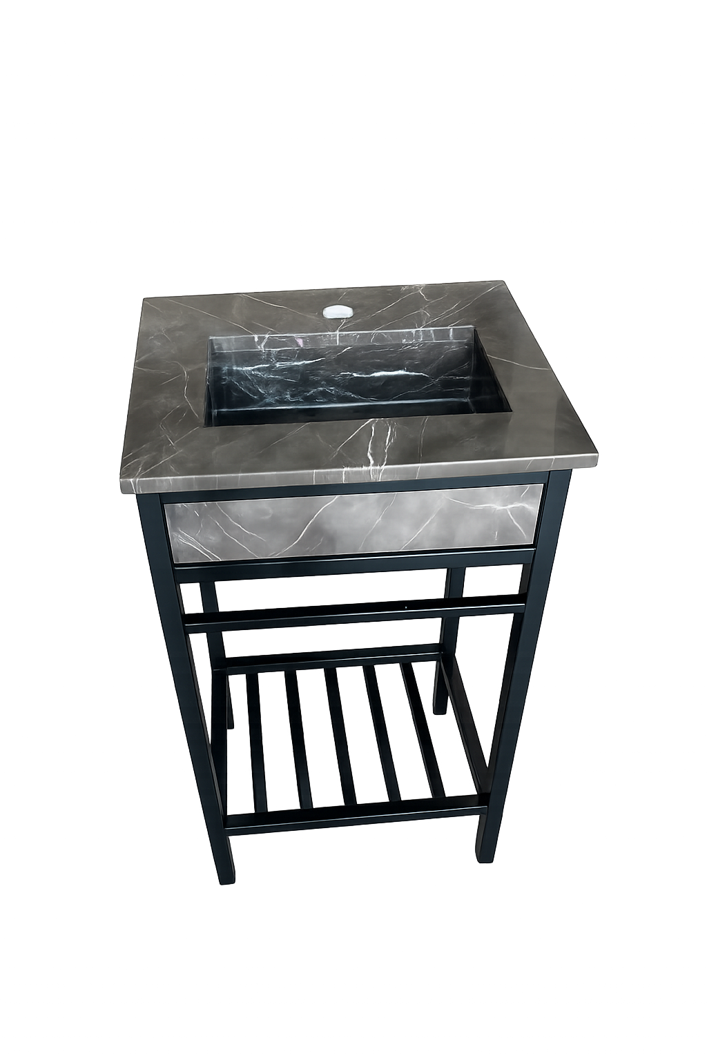 Lavabo Moderno de Mármol Santo Tomás y Estructura de PTR, 48.5cmx37.5cmx86cm