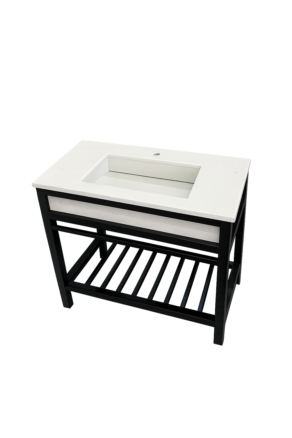Lavabo Moderno con Estructura de PTR y Cubierta de Cuarzo Sintético Blanco 80cm x 45cm
