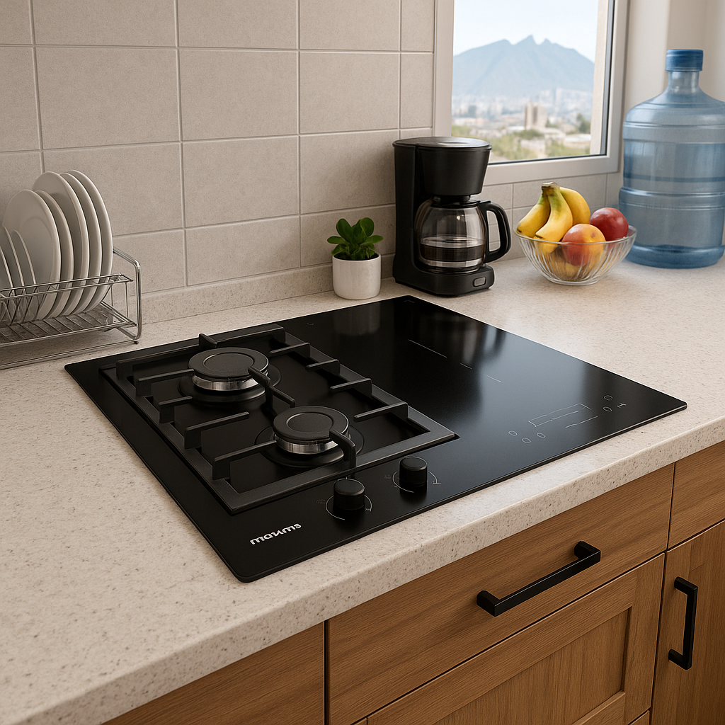 Parrilla Híbrida Empotrable Vitrocerámica con Quemadores de Aluminio Modelo PFI642SG-E Maxims 3