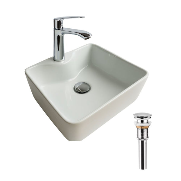 Kit Completo de Lavabo Cerámico con Mezcladora Monomando Cromada CNX y Contra Canasta Pop Up