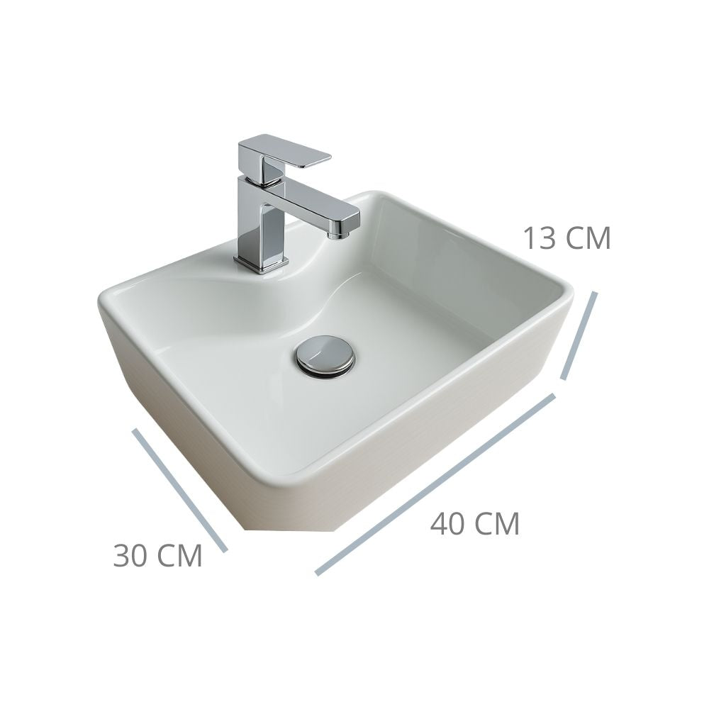 Kit Completo de Lavabo Cerámico con Mezcladora Cromada CNX y Contra Canasta Pop Up