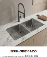 Fregadero Doble Integrado EFRU-311810ACO de Acero Inoxidable 81x47cm