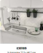 Fregadero de cocina E30189, acero inoxidable, medidas 77.3x46.7cm