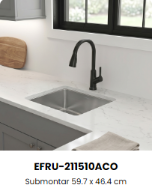 Fregadero de Acero Inoxidable EFRU-211510ACO con Instalación de Submontaje 59.7cm x 46.4cm