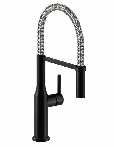 Monomando de Cocina Semi-Profesional, de Acero Inoxidable, Manguera Flexible, Negro Mate